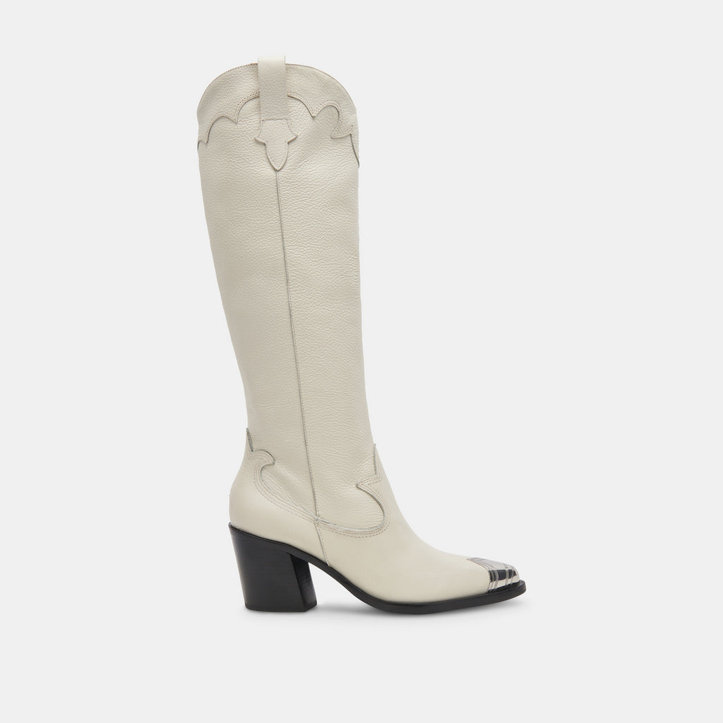 Kamryn Boots White Leather | Women's Western White Leather Boots– Dolce Vita 6908077441090