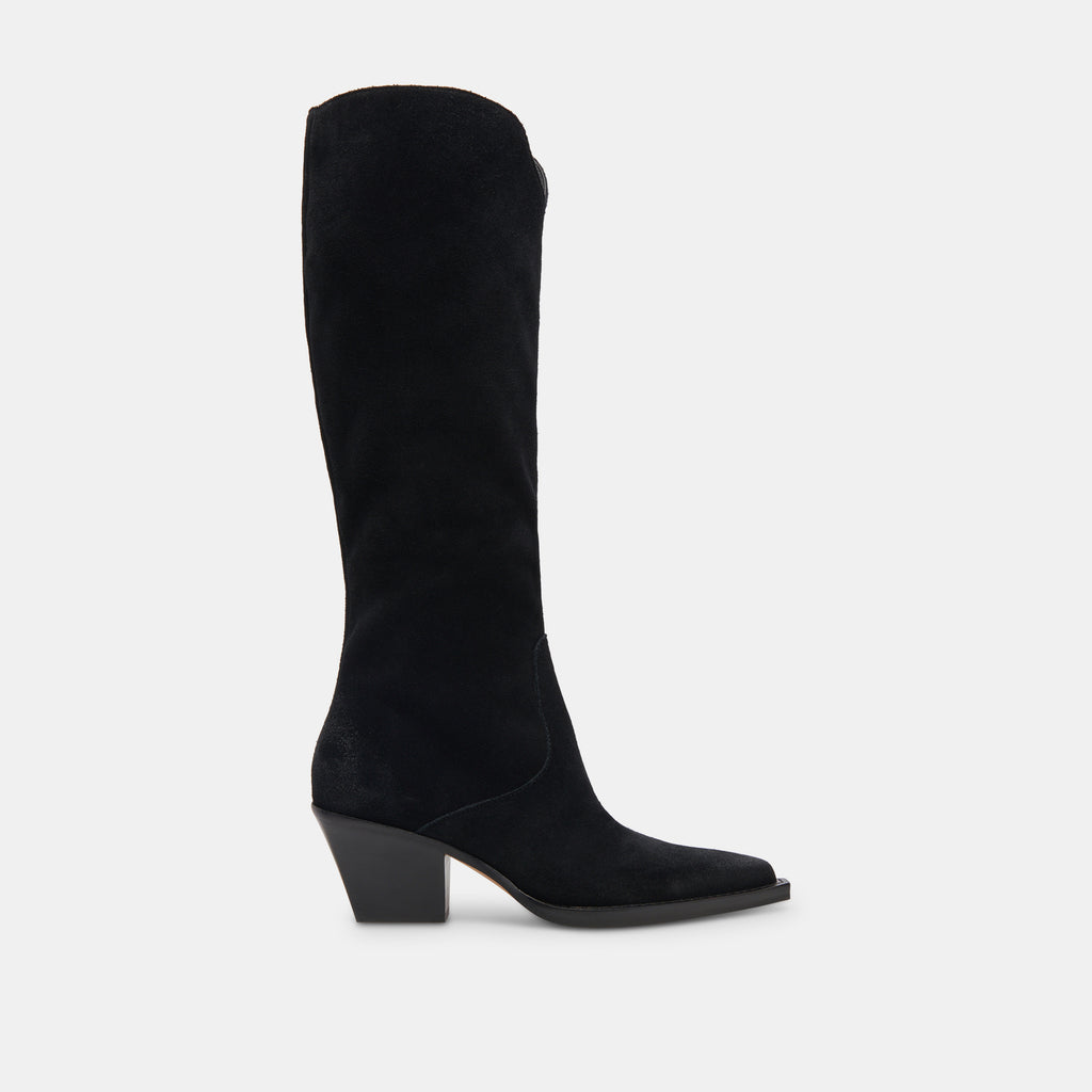 Raj Boots in Onyx Suede | Women's Onyx Suede Knee-High Boots– Dolce Vita 6908079243330