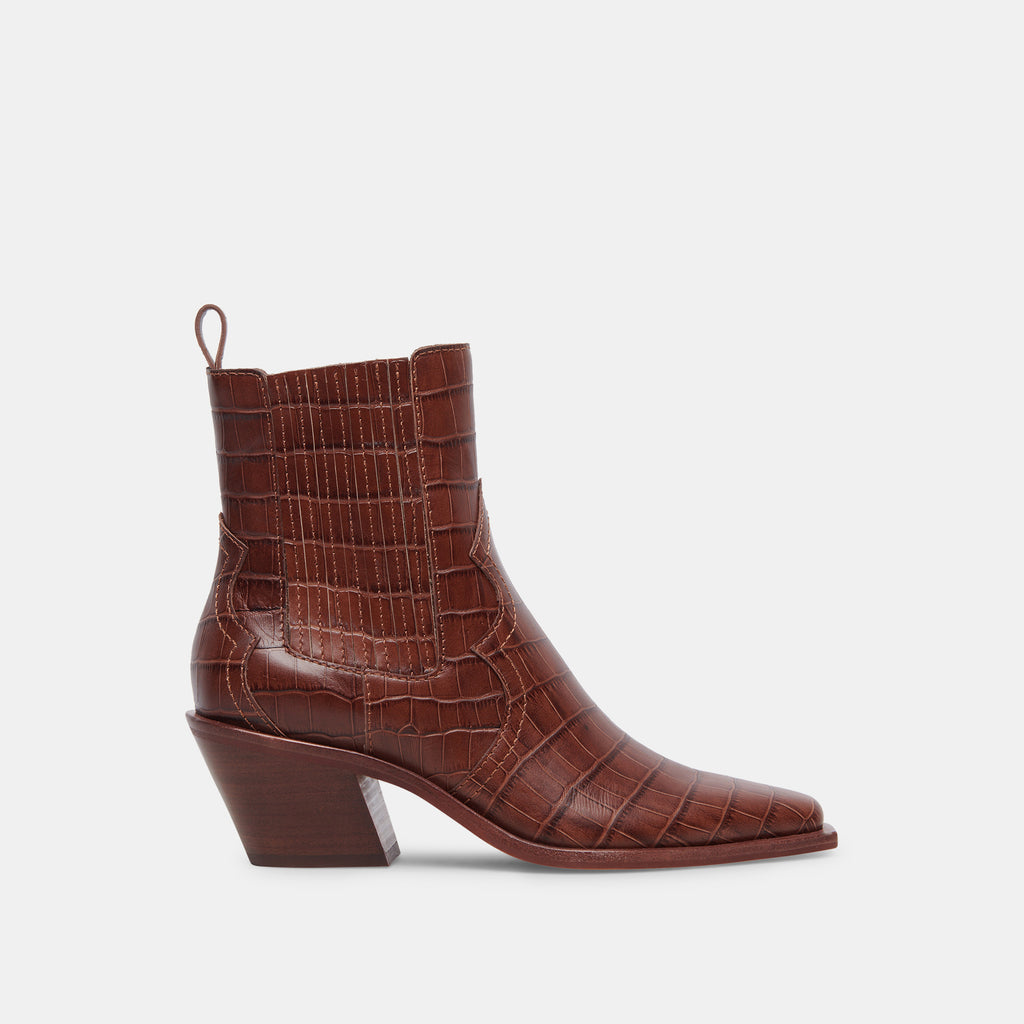 Senna Booties Walnut Embossed Leather | Women's Leather Cowboy Boots– Dolce Vita 6908080128066