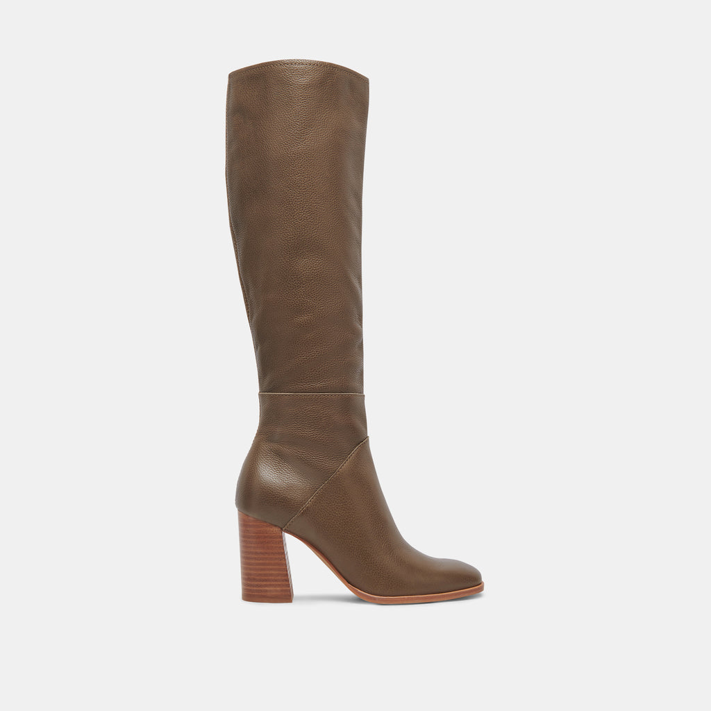 Fynn Boots Dark Olive Leather | Knee-High Dark Olive Leather Boots– Dolce Vita 6940808904770