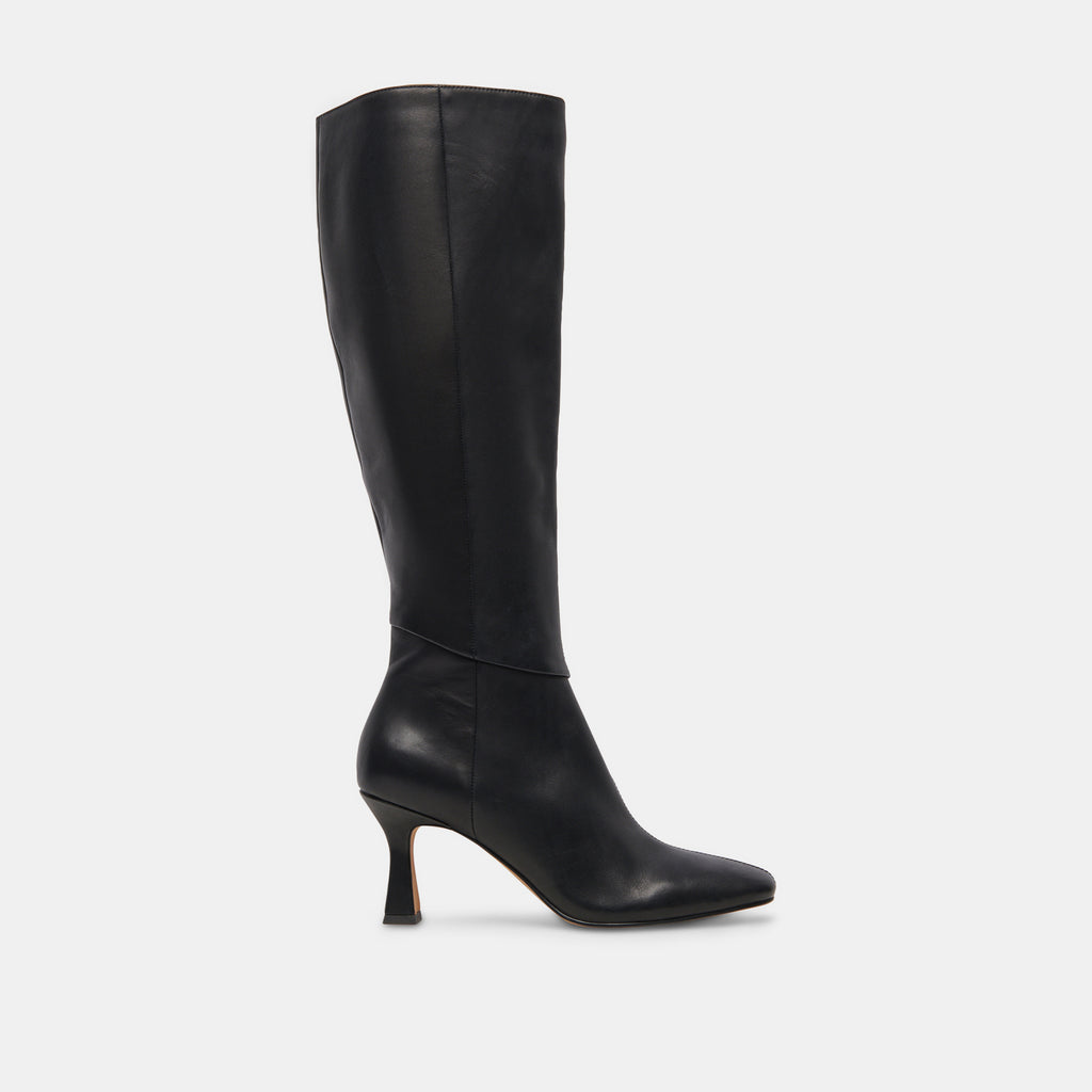 Gyra Wide Calf Black Leather Boots | Black Knee-High Wide Calf Boots– Dolce Vita 6943098961986