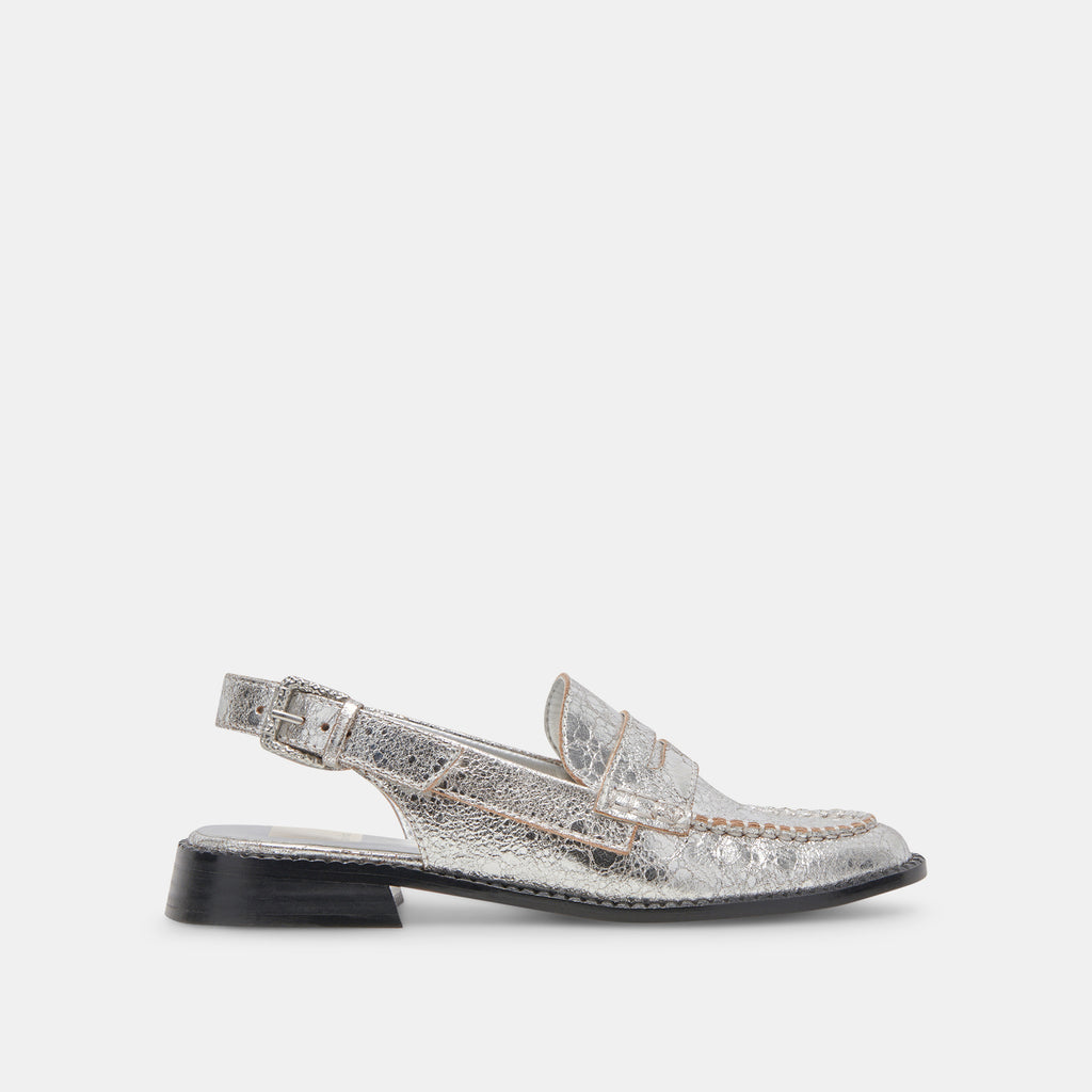 HARDI WIDE LOAFERS SILVER CRACKLED LEATHER– Dolce Vita 6952669151298